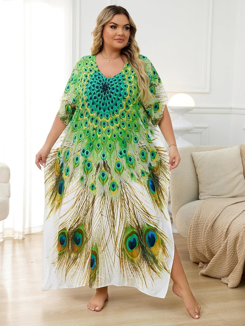 IMAGEKOPE Kaftan Dresses for Women Plus Size Bathing Suit Cover up Caftan Maxi Beach Dresses - Image 4
